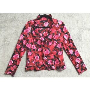 Jones‎ New York Blouse Womens Medium Black Floral Feminine Romantic Whimsigoth